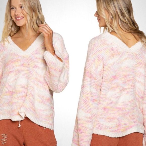 POL CREAM MARBLED V-NECK SWEATER - Picture 6 of 7